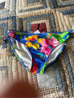 Ralph Lauren Blue Floral Tie-Side Bikini Bottom